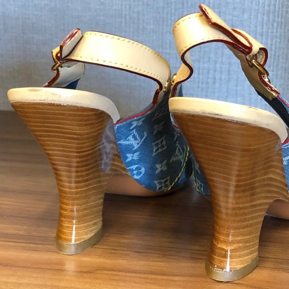Louis Vuitton Blue Denim Monogram Sandals - Picture 5 of 8
